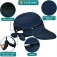 thumbnail image 6 of Women Sun Hat UPF 50+, Zip Off Sun Hat Visor, Ponytail Sun Protection Hat Golf Beach Travel Packable(Navy), 6 of 6