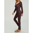 thumbnail image 4 of Elippeo Women's Christmas Jumpsuit Pajama Long Sleeve V Neck Snowflake Plaid Print Sleepwear, 4 of 7