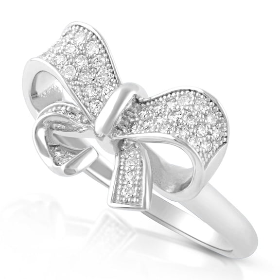 SilverCloseOut Sterling Silver Cz Bow Ring