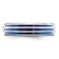 thumbnail image 4 of Edward Mirell Titanium Triple Groove Blue Anodized Ring, 4 of 7