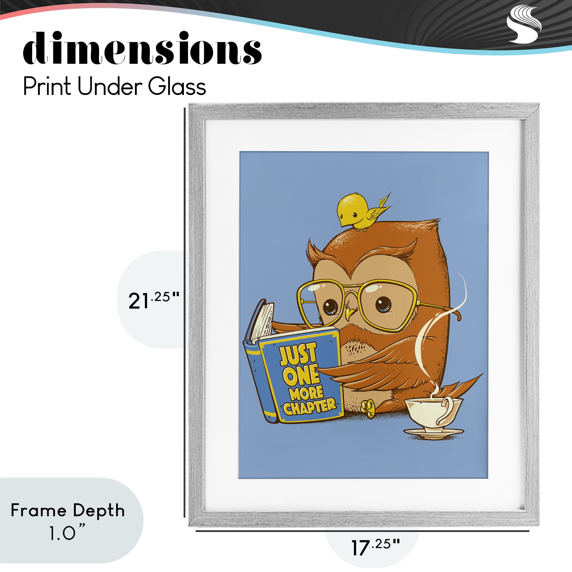 Stupell Industries One More Chapter Owl Gray Framed Print Under Glass, design by Tobe Fonseca