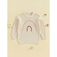 thumbnail image 2 of Suealasg Toddler Baby Girls Fall Sweaters 6M 12M 18M 2T 3T Kids Girl Spring Cute Long Sleeve Rainbow Letter Embroidery Pullover Tops, 2 of 9