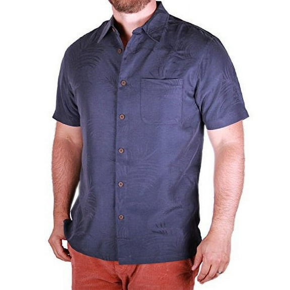 Woodys Retro Lounge Mens Short Sleeve Button-down Shirt (Medium, Blue)