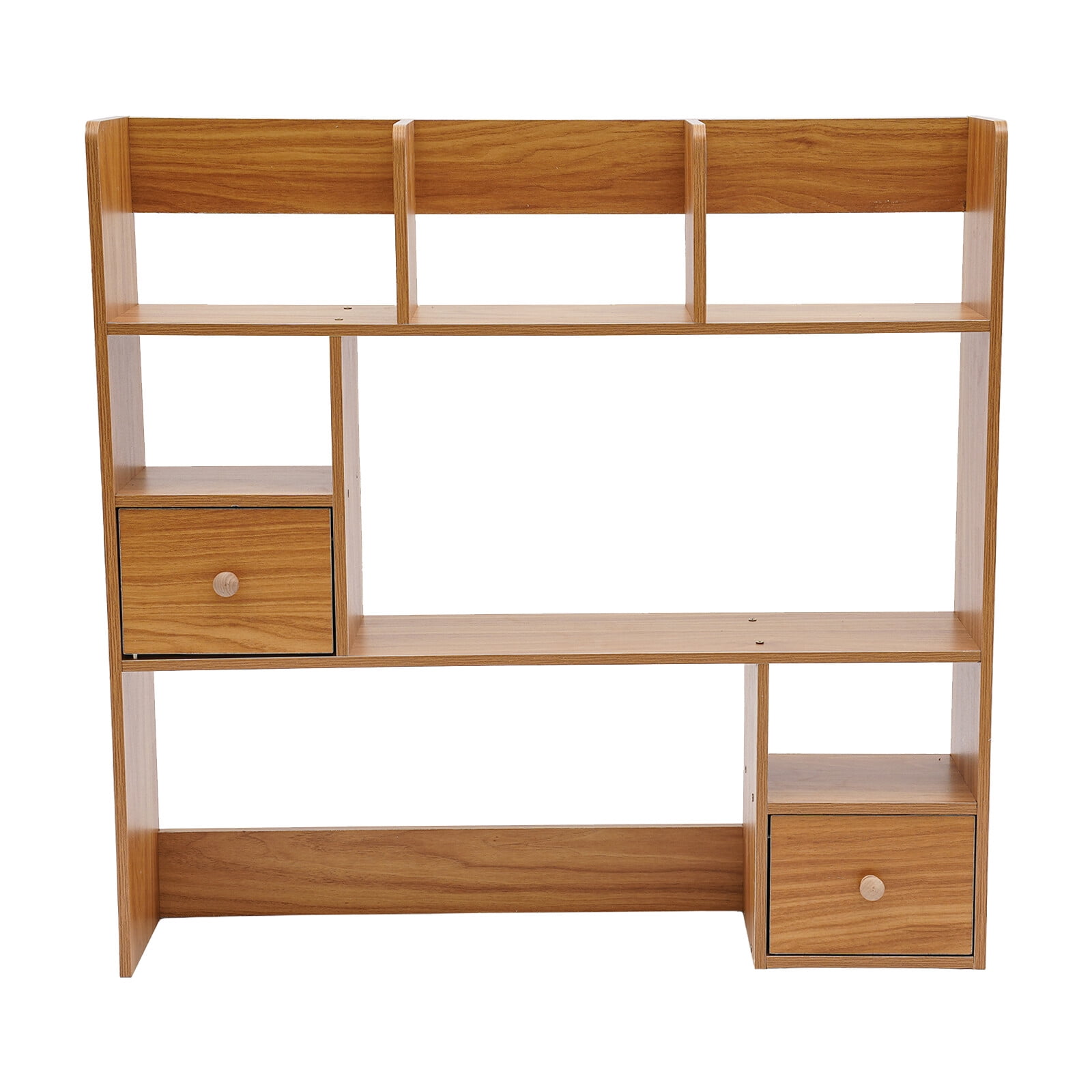 ToppiJoy Desktop Bookshelf, Desk Storage Organizer, Wood Desk Display Shelf Rack, Office Supplies Desk Organizer (Pine Color)