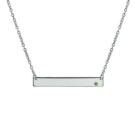 Purple Turquoise Jewelry Engravable Sideway Flat Bar Name Plate Pendant Necklace For Teen Women 925 Sterling Silver 12 Birth Month Crystal Colors ()