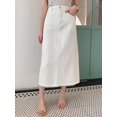 thumbnail image 3 of White Denim Straight Midi Skirt With Side Slit Pocket Casual, 3 of 21