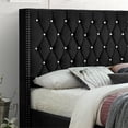 thumbnail image 4 of Better Home Products Alexa Velours Rembourré Lit Grand Plate-Forme en Noir, 4 of 7