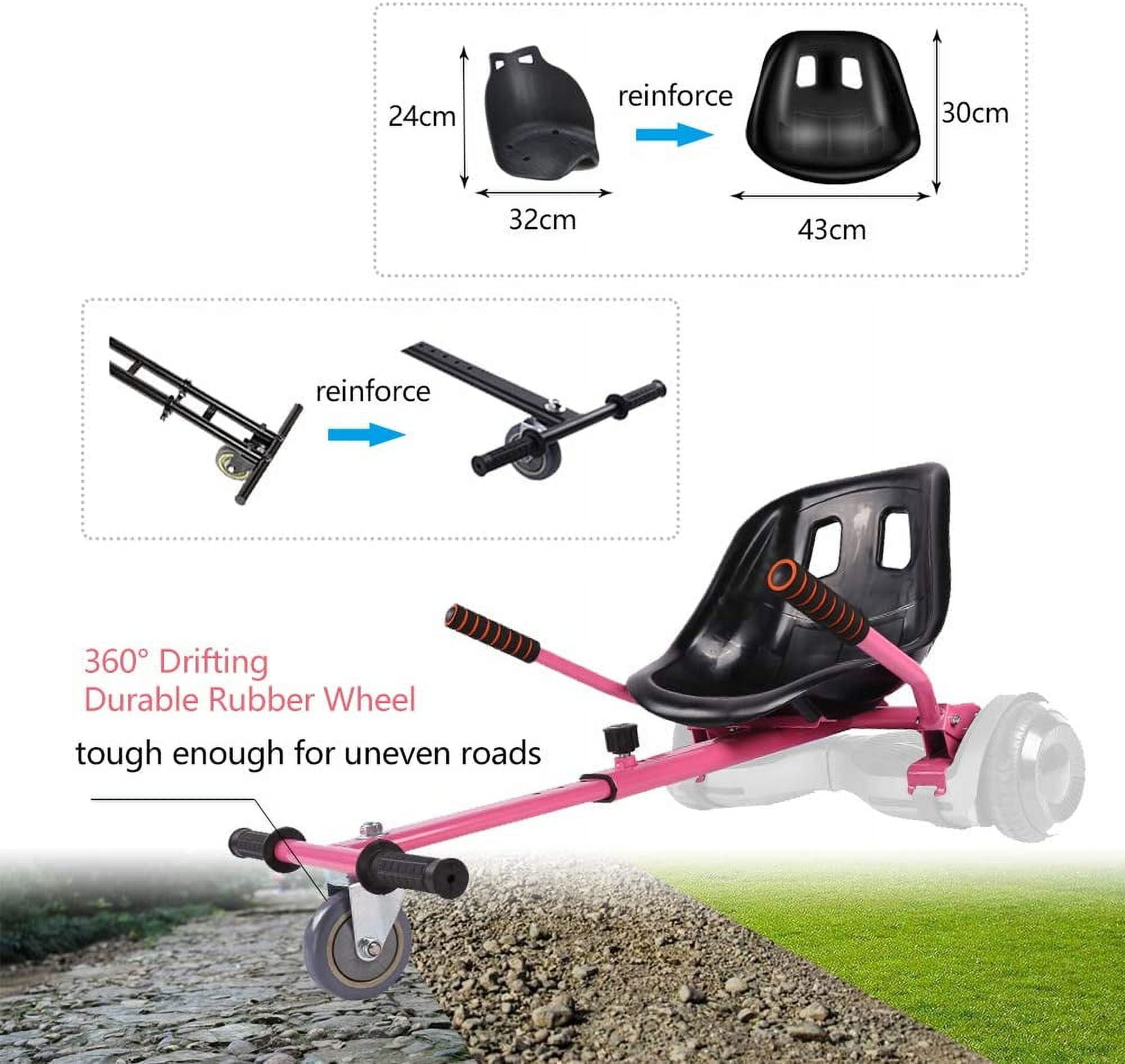 WonderWheels Hover Kart Go Kart Adjustable Seat Attachment for 6.5" Hover-Rider Buggy - Pink