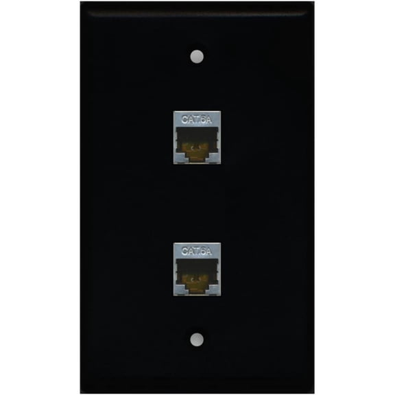 RiteAV CAT 6A Shielded 2 Port Wall Plate Single Gang - Black