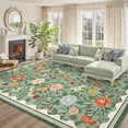 thumbnail image 2 of FairOnly 9'x12'Modern Pastoral Floral Print Machine Washable Area Rug Stain Resistant Low Pile Non Slip Indoor Rug for Living Room Bedroom High Traffic Areas,Green, 2 of 8