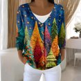 thumbnail image 2 of Women's Fashion Long Sleeve Christmas Snowman Snowflake Print Jacket Cardigan for Holiday Party and Casual Daily Wear,Blue,L, 2 of 7
