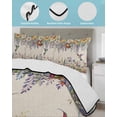 thumbnail image 4 of Spring Floral Full Size Down Alternative Comforter,Lightweight Comforter Quilt Bedding Set with Pillow Shams Daisy Sunflowers Wisteria Hummingbird Beige All Seasons Bed Comforter Duvet Insert 78"x90", 4 of 7