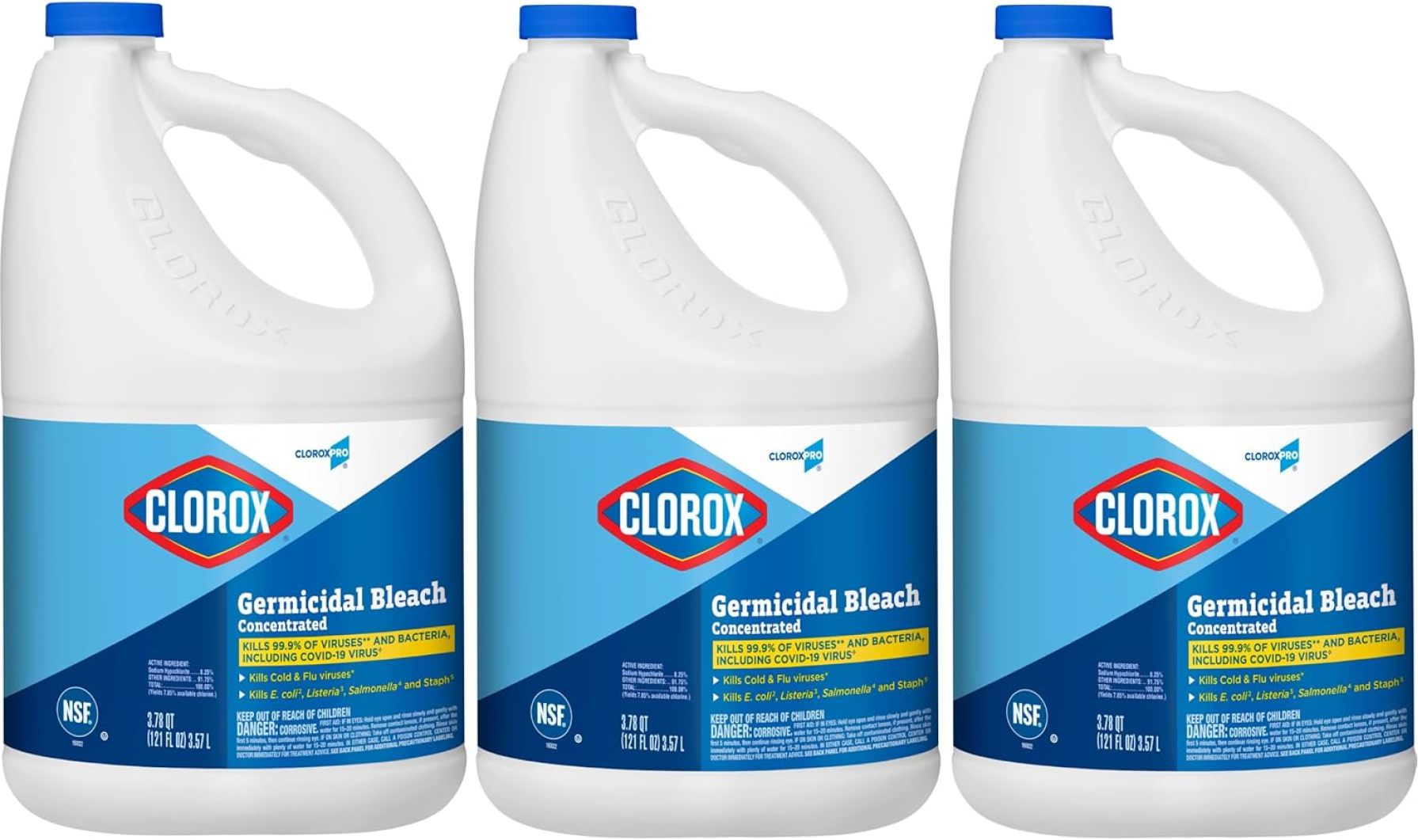 ZJBP Clorox Germicidal Bleach, 121 Ounce Bottle, Pack of 3 (Package May Vary)