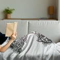 thumbnail image 3 of Celtic Soft Flannel Fleece Throw Blanket, Hand-Drawn Tree of Life and Triskelion at Roots for in Cult, Cozy Plush for Indoor and Outdoor Use, 50" x 70", White and Black, by Ambesonne, 3 of 5
