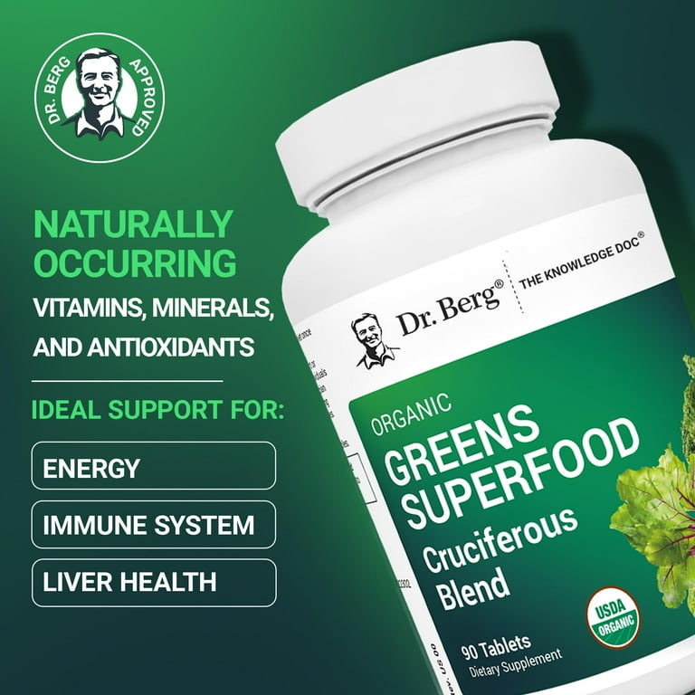 Dr. Berg Organic Greens Superfood Supplement, 90 Tablets - Walmart.com