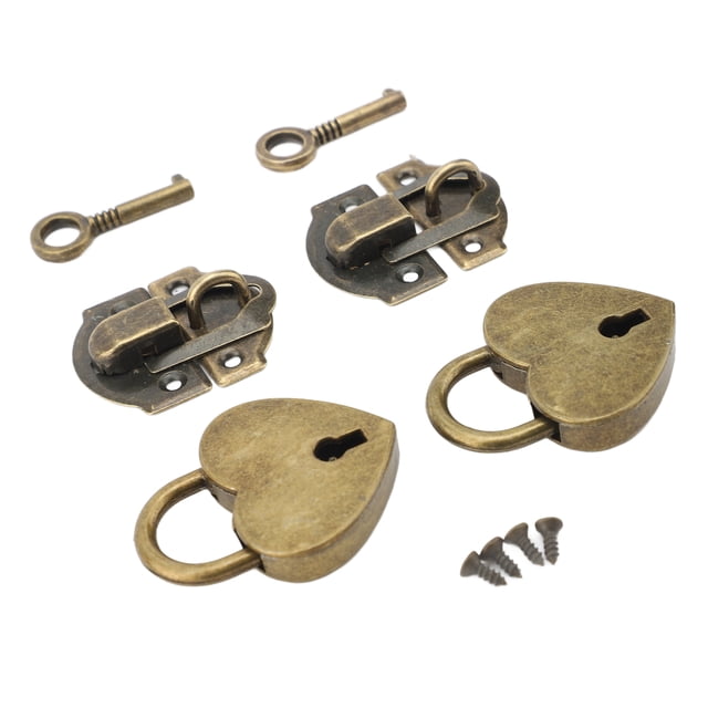 2 Sets Heart Candlock De aleación De Zinc HASP Solución De Seguridad Completa, Caja De Madera De Uso Versátil Candado