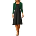 thumbnail image 2 of Unique Bargains Women's Open Front Drape 3/4 Sleeve Bolero Shrug Crop Cardigan S Dark Green, 2 of 6