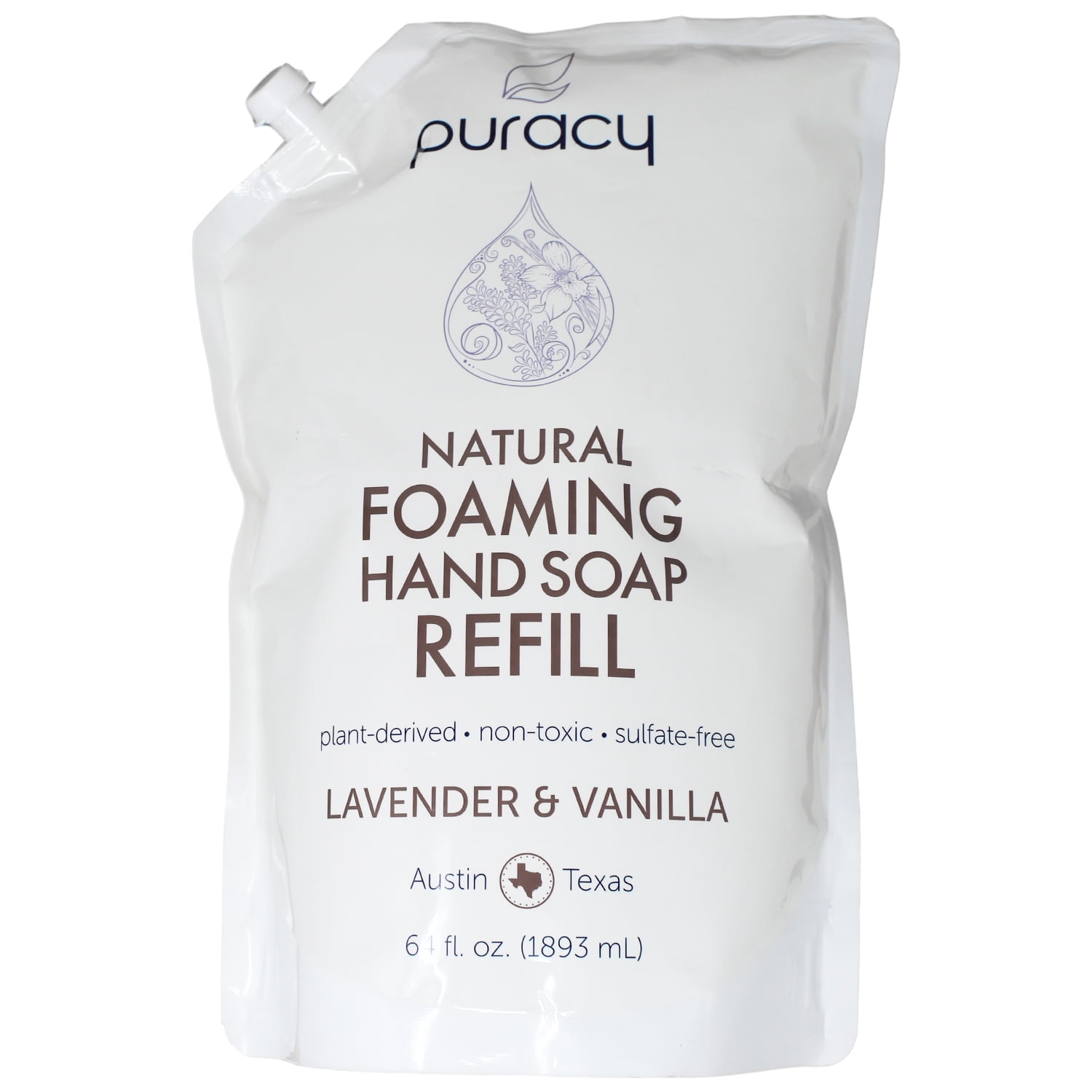 Puracy Natural Foaming Hand Soap Lavender & Vanilla Refill 64oz