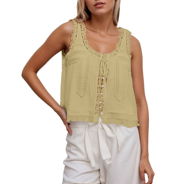 Camisole en Dentelle Unie pour Femmes - Ajustée Douce