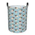 thumbnail image 1 of Balery Funny Cartoon Pugs Cesta de ropa redonda con asas, impermeable, independiente, para ropa, juguetes, dormitorio y familia-Small, 1 of 6