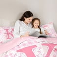 thumbnail image 4 of Erosebridal Pink Princess Bowknot Twin Comforter Sets,First Letter K Bedding Set For Girly,Pink Reversible,2 Pieces, 4 of 7