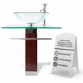 thumbnail image 2 of Bohemia Glass Pedestal Sink Combo Clear Countertop Bathroom Vanity Vessel Sink, Faucet, Drain, Towel Bar, Tempered Glass Counter and Wood Pedestal| Renovators Supply, 2 of 16