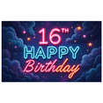 thumbnail image 2 of Neon Sign Happy Birthday Banner Colorful Design 16th Birthday Party Celebration Backdrop for Teen Party Night Decoration, 2 of 8