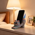 thumbnail image 1 of BotaniNest Cute Cat Functional Phone Stand 3D Printed Colorful Cat Figurine Phone Stand Flexible Universal Support For Smartphones & Tablets Adorable Desk, 1 of 4
