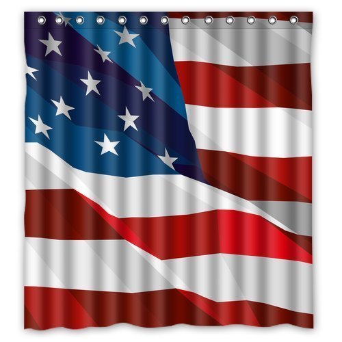 ABPHQTO Cortina de ducha de estrellas de la bandera americana Cortina de ducha impermeable 160x180 cm