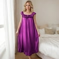 thumbnail image 2 of HWRETIE Loungewear Set,Women Sexy Lace Nightdress Ice Silk Sleeveless Pajama Dress Summer Nightgown Comfortable Home Clothes Romantic Sleepwear Gown Purple （9XL）, 2 of 8