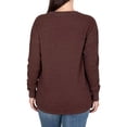 thumbnail image 2 of Seven7 Women's High-Low Hem Super Soft Waffle Knit Crew Pullover Top (Chocolate Brown, XL), 2 of 2