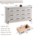 thumbnail image 5 of OKD 54''W Farmhouse Dresser 6 Drawers Rustic Wood Chest of Drawers Closet Storage Organizers for Bedroom Living Room Hallway, Antique Brush White, 5 of 7