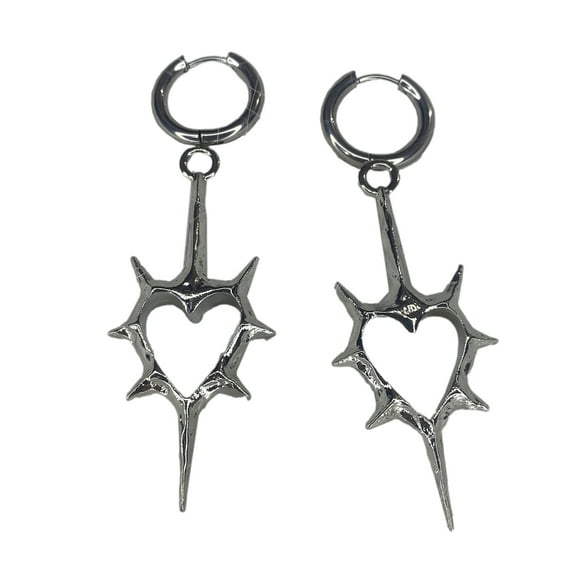 YIEMEEN Gothic Thorn Heart Hoop Earrings Fashion Dangle Earrings Unique Huggie Earrings