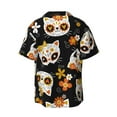 thumbnail image 2 of Haiem Cat Skulls and Flowers Men's Casual Shirts Short Sleeve Button Down Shirts Fashion Textured Summer Beach Shirt-4X-Large, 2 of 7