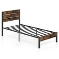 thumbnail image 2 of Costway Twin Bed Frame with Tall Industrial Headboard Heavy-Duty Metal Slats Support Brown, 2 of 10