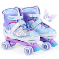 thumbnail image 1 of Babyjoy Patins à Roulettes pour Enfants 4 Tailles Réglables Patins Quads avec Roues Lumineuses pour 9-14 Ans Bleu, 1 of 10