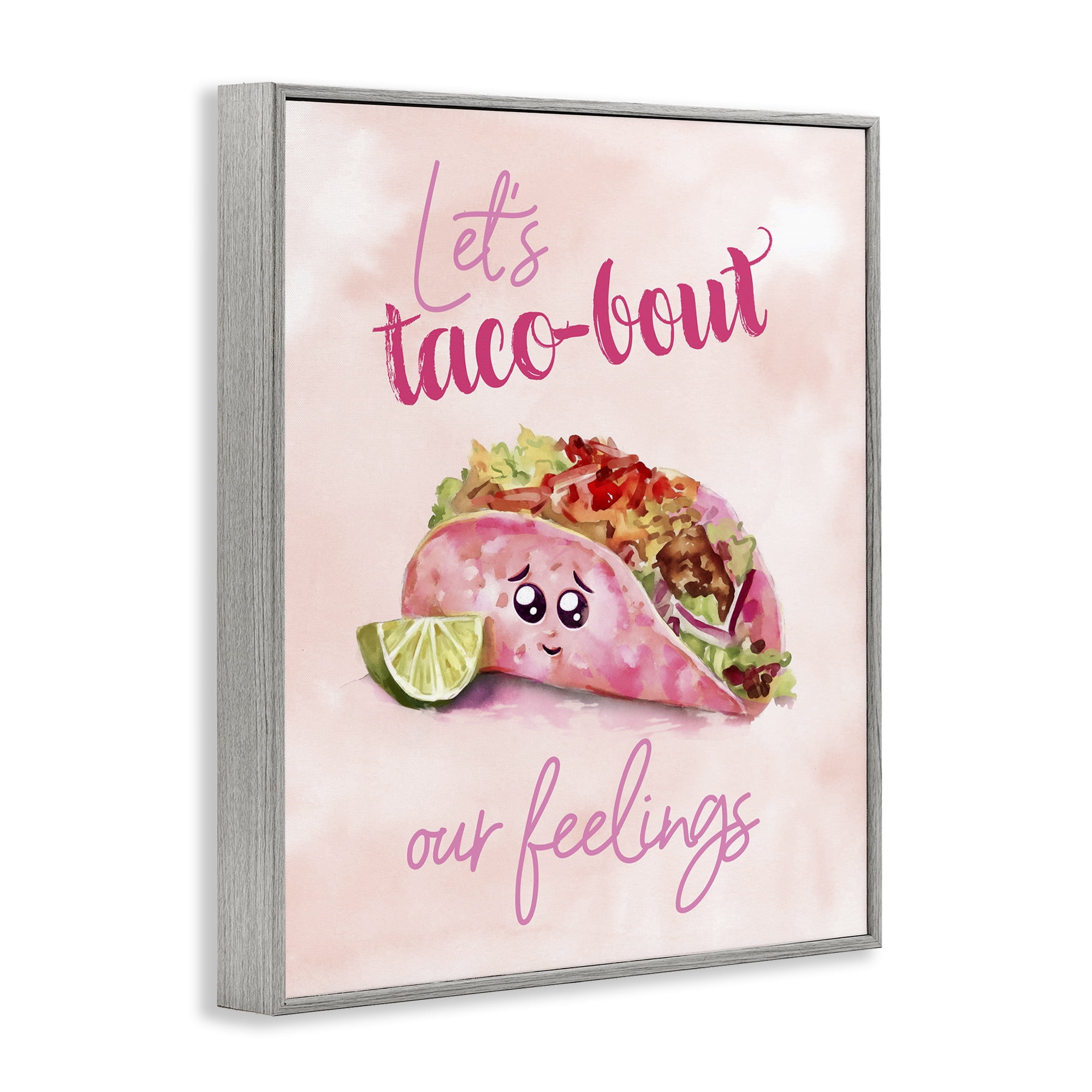 Stupell Industries Taco-Bout Our Feelings Novelty Painting Gray Framed Art Print Wall Art, 24 x 30