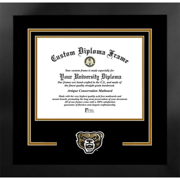 Oakland University 11w x 8.5h Spirit Diploma Manhattan Black Frame with Bonus Campus Images Lithograph (value savings $59)