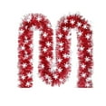 thumbnail image 2 of Snowflake Christmas Tinsel Garland - 78in Red Thick Metallic Garland for Christmas Tree Decor, Holiday Decorations for Indoor Outdoor Porch Window Fireplace Wall, 2 of 9