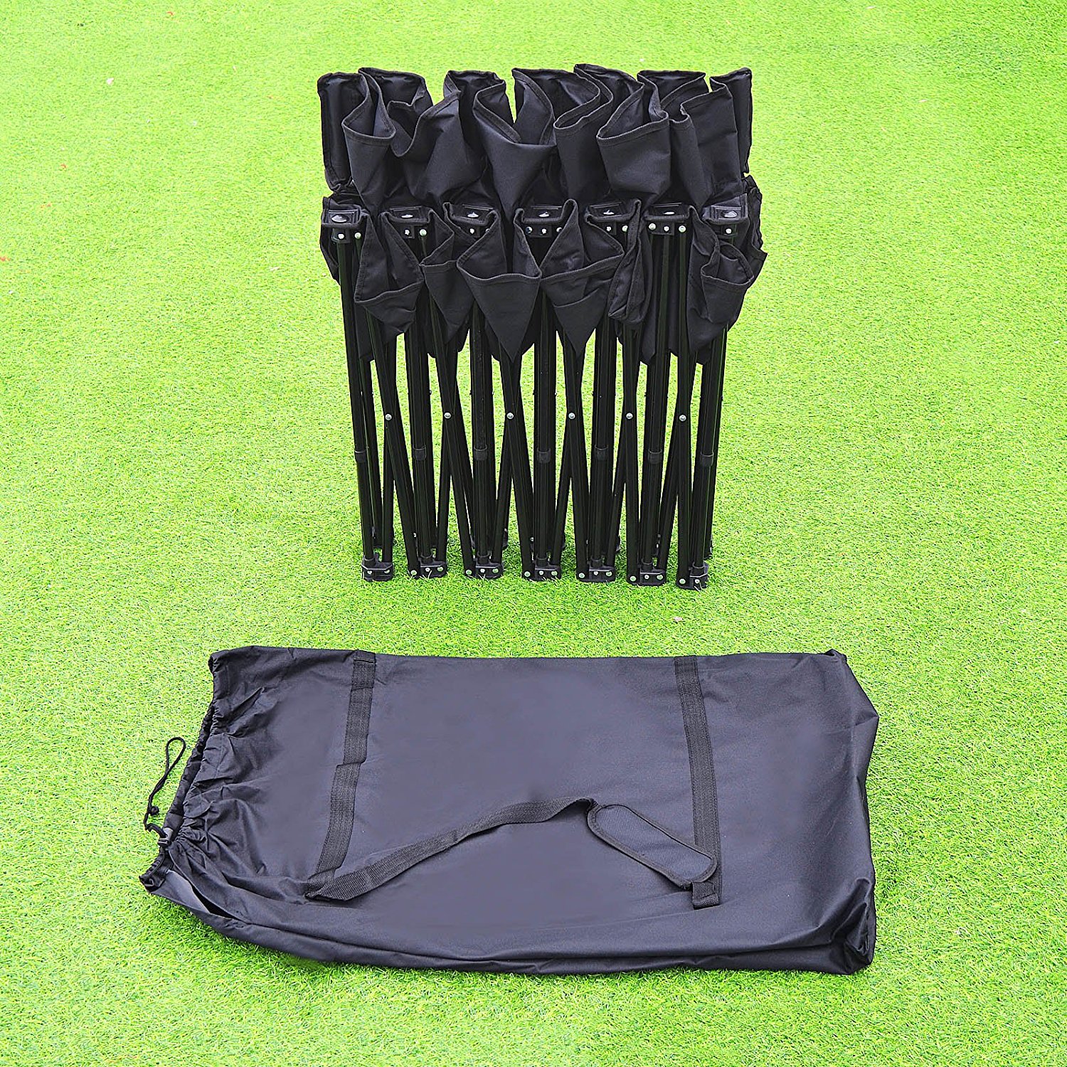 Sunrise Portable Outdoor 6 Person Sideline Bench Folding Team Sport Bench, Waterproof, Black