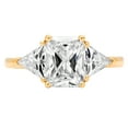 thumbnail image 4 of 2.57ct Emerald Cut Genuine Cultured Diamond SI1-SI2 I-J 14K Yellow Gold Three-Stone Promise Wedding Statement Engagement Designer Ring W/ Crystal side stones size 5, 4 of 6
