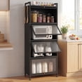 thumbnail image 2 of Giantex 5-Tier Kitchen Storage Cabinet, Mobile Microwave Stand, Bread Rack Coffee Stand, Bakers Rack w/Flip Door Cabinets, Black, 2 of 8