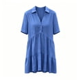 thumbnail image 6 of Womens Summer Dresses Plus Size Short-sleeved Cotton And Linen Dreeses Turn-down Collar V Neck Tank Dress Summer Fashion Outfits, 6 of 9
