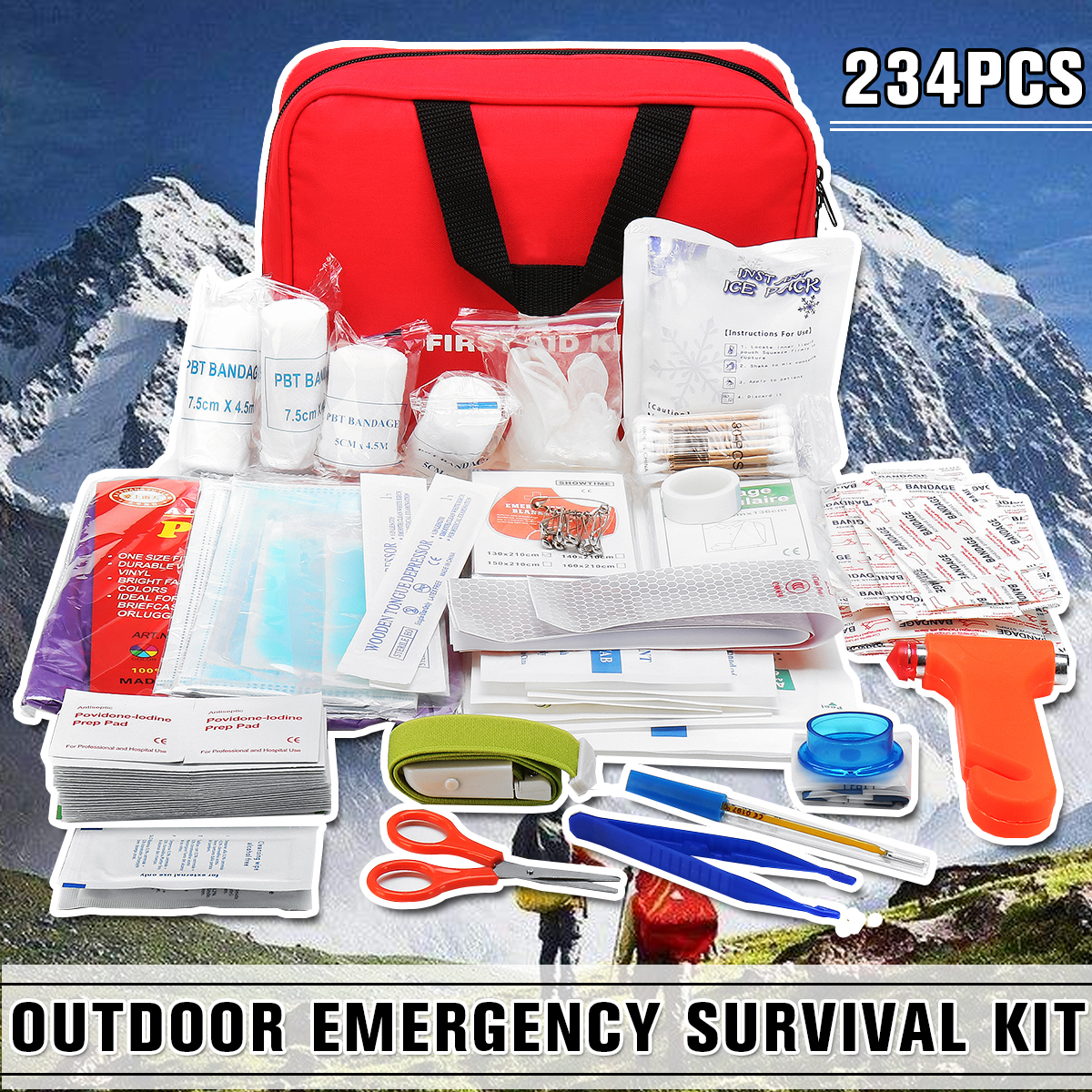 234Pcs Survival Gear Kits Outdoor Emergency SOS Survive Tool For