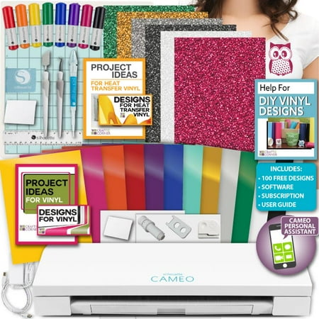 Silhouette Cameo 3 Bundle - Guide Oracal Vinyl, Tools, Pens, 12 Designs Hook