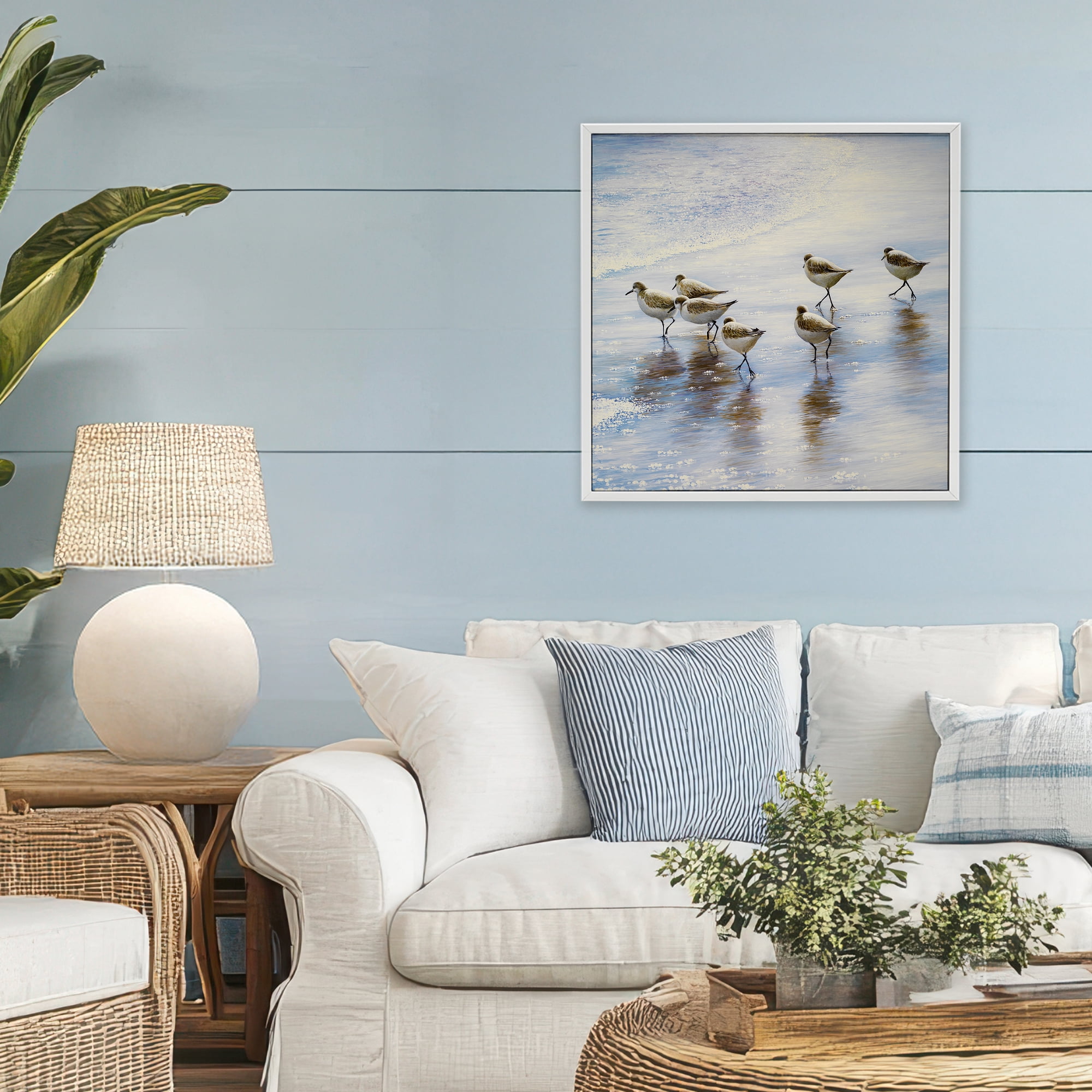 Stupell Industries Sand Dancers on Shore White Framed Giclee Art, design by Bruce Nawrocke
