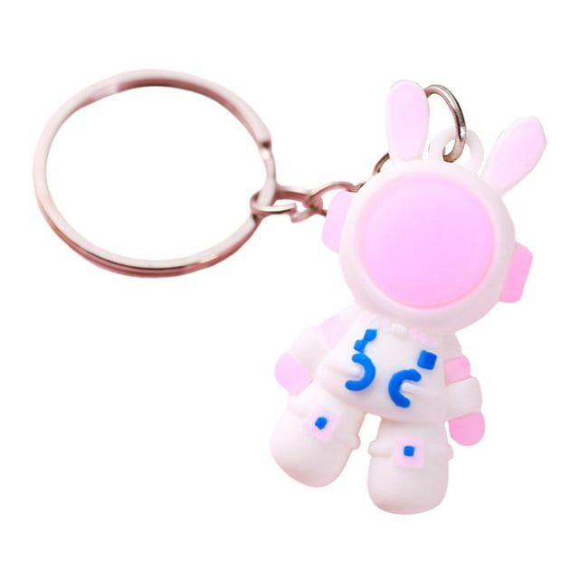 Llavero de astronauta con figura de dibujos animados, colgante creativo para llaves de coche, para bolso conejito rosa