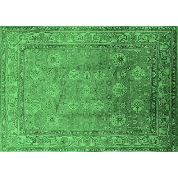 Ahgly Company Indoor Rectangle Oriental Emerald Green Traditional Area Rugs, 2' x 5'