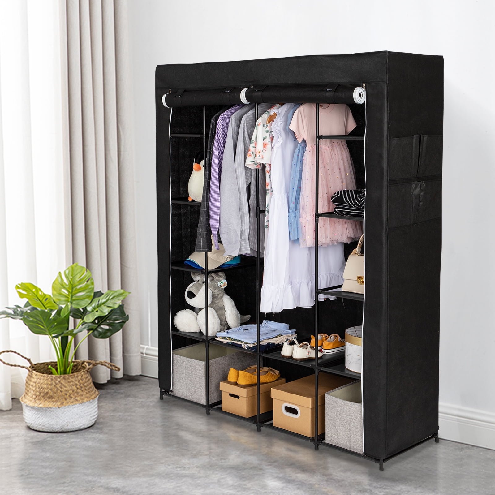 Kepooman Non-Woven Fabric 14-Shelf Hanging Shoe Organizer for Closet Organizers and Storage Shelves Hat Rack for Closet for Shoes, Caps, Scarves, Folded Clothes and Toys, Black Kepooman Non-Woven Fabric 14-Shelf Hanging Shoe Organizer for Closet Organizers and Storage Shelves Hat Rack for Closet for Shoes, Caps, Scarves, Folded Clothes and Toys, Black