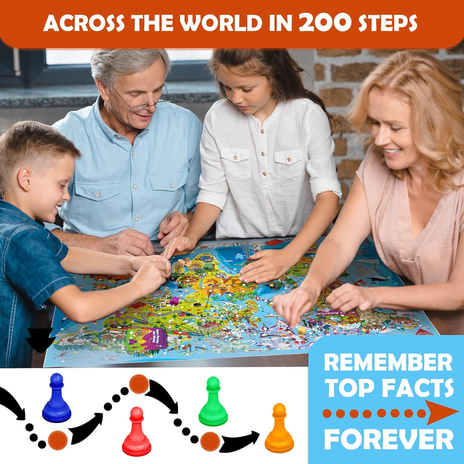 QUOKKA Geography Board Game for Kids 8-12 - World Learning Family Game for Teens and Adults - Play Indoor & Outdoor